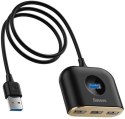 HUB Baseus Square USB-A do 1x USB-A 3.2 Gen 1 / 3x USB 2.0 z kablem 1m - czarny