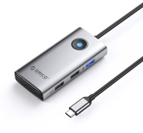 Hub USB Orico 5Gbps, USB-A, 2xUSB-A 2.0, PD60W, HDMI 4K@30Hz, szary