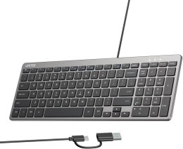 Klawiatura przewodowa Unitek SlimTap USB-C/USB-A