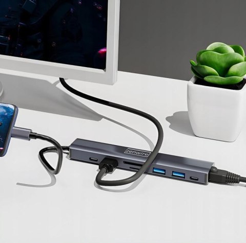 HUB USB-C Przejściówka ADAPTER 8w1 HDMI 2.0 4K 60 Hz Gigabit Ethernet 1000 Mbps Zenwire HUB81