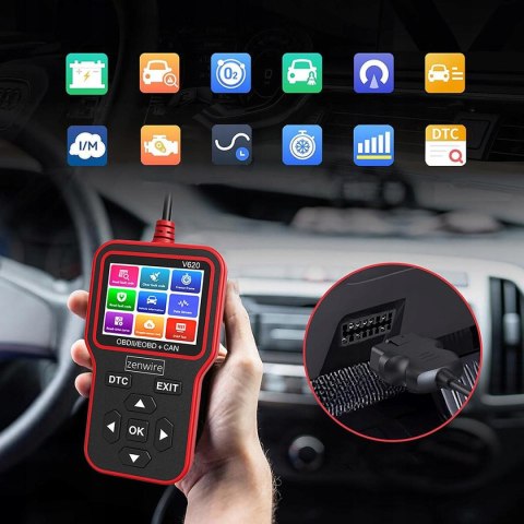 Interfejs Tester Skaner Diagnostyczny OBD2 ELM327 CAN Zenwire V620