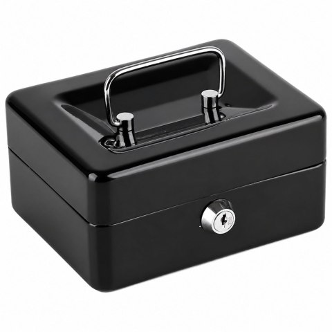 Mała Kasetka Na Pieniądze Metalowa Sejf Skrytka Na Klucz Czarna 13x10 cm