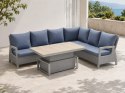 Zestaw mebli ogrodowych Royal Comfort techorattan szary + Duży Narożnik + Regulowany Stół + 13 Poduszek