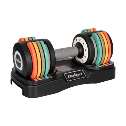 Hantle żeliwne regulowane automatycznie, zestaw 2x10 kg, skok co 1kg, REBEL ACTIVE