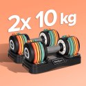 Hantle żeliwne regulowane automatycznie, zestaw 2x10 kg, skok co 1kg, REBEL ACTIVE