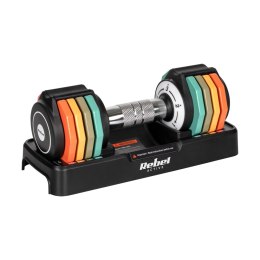 Hantle żeliwne regulowane automatycznie, zestaw 2x5 kg, skok co 1kg, REBEL ACTIVE