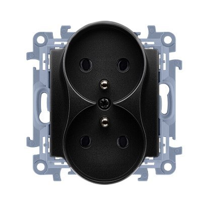 KONTAKT SIMON 10 MODUŁ CZARNY MAT GNIAZDO 2X Z/U ZACISKI ŚRUBOWE 16A 250V
