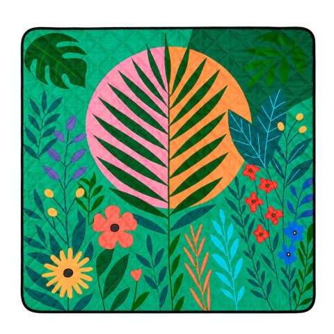 Koc Piknikowy Plażowy Turystyczny Mata Rośliny Kolorowa 100x150 cm