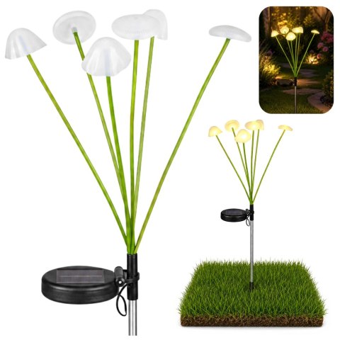 Lampka Solarna Ogrodowa Dekoracyjna Grzybki Ciepłe Światło LED 70cm