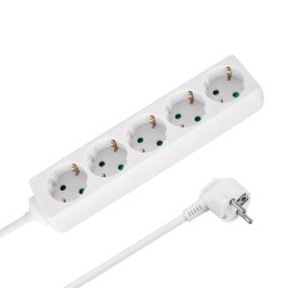 Przedłużacz 5 gniazd 5m typu niemieckiego bez przełącznika (3x1,5mm) Rebel biały