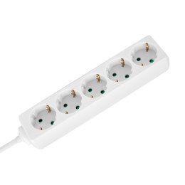 Przedłużacz 5 gniazd 5m typu niemieckiego bez przełącznika (3x1,5mm) Rebel biały