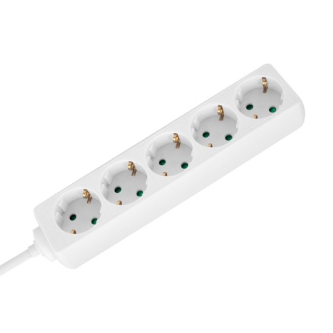 Przedłużacz 5 gniazd 5m typu niemieckiego bez przełącznika (3x1,5mm) Rebel biały