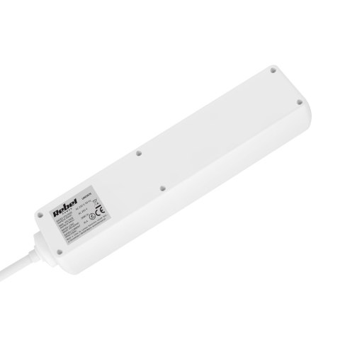 Przedłużacz 5 gniazd 5m typu niemieckiego bez przełącznika (3x1,5mm) Rebel biały