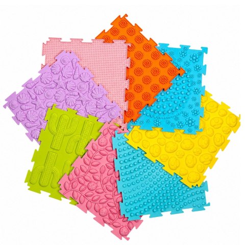 Sensoryczne Puzzle Silikonowe Mata Ścieżka Sensoryczna Kolorowe 25 cm 12el.