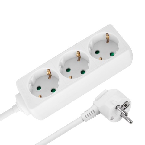 Przedłużacz 3 gniazda 5m typu niemieckiego bez przełącznika (3x1,5mm) Rebel biały