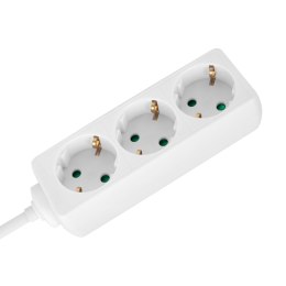 Przedłużacz 3 gniazda 5m typu niemieckiego bez przełącznika (3x1,5mm) Rebel biały