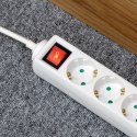 Przedłużacz 3 gniazda 5m typu niemieckiego z przełącznikiem (3x1,5mm) Rebel biały