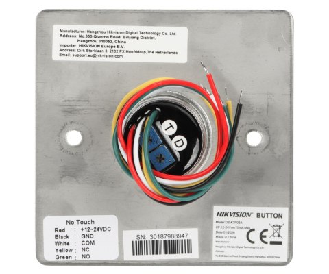 BEZDOTYKOWY PRZYCISK OTWARCIA DRZWI DS-K7P03A Hikvision