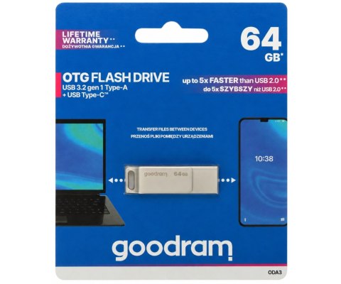 PENDRIVE FD-64/ODA3-GOODRAM 64 GB USB 3.2 Gen 1 GOODRAM
