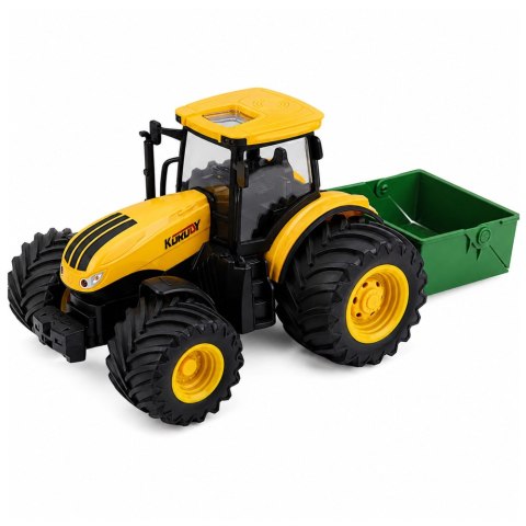 Traktor Rolniczy Farmerski Z Rozsiewaczem Nawozu Światła Dźwięk Żółty 1:24