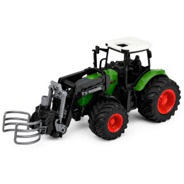 Traktor Rolniczy Farmerski z Chwytakiem Do Bel Gumowe Koła Zielony 1:24