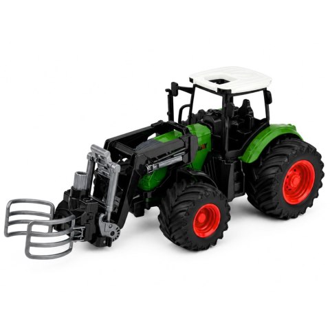 Traktor Rolniczy Farmerski z Chwytakiem Do Bel Gumowe Koła Zielony 1:24