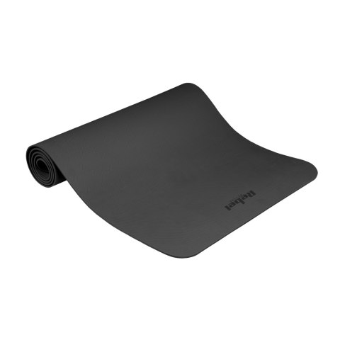 Mata gimnastyczna do ćwiczeń joga, pilates, fitness, 183x61cm, grubość 4mm, materiał TPE, czarna, REBEL ACTIVE