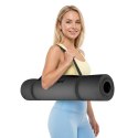 Mata gimnastyczna do ćwiczeń joga, pilates, fitness, 183x61cm, grubość 4mm, materiał TPE, czarna, REBEL ACTIVE