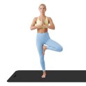 Mata gimnastyczna do ćwiczeń joga, pilates, fitness, 183x61cm, grubość 4mm, materiał TPE, czarna, REBEL ACTIVE