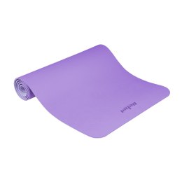 Mata gimnastyczna do ćwiczeń joga, pilates, fitness, 183x61cm, grubość 4mm, materiał TPE, fioletowa, REBEL ACTIVE