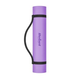 Mata gimnastyczna do ćwiczeń joga, pilates, fitness, 183x61cm, grubość 4mm, materiał TPE, fioletowa, REBEL ACTIVE