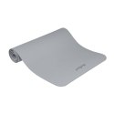 Mata gimnastyczna do ćwiczeń joga, pilates, fitness, 183x61cm, grubość 4mm, materiał TPE, szara, REBEL ACTIVE