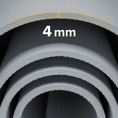 Mata gimnastyczna do ćwiczeń joga, pilates, fitness, 183x61cm, grubość 4mm, materiał TPE, szara, REBEL ACTIVE