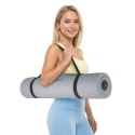 Mata gimnastyczna do ćwiczeń joga, pilates, fitness, 183x61cm, grubość 4mm, materiał TPE, szara, REBEL ACTIVE