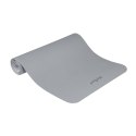 Mata gimnastyczna do ćwiczeń joga, pilates, fitness, 183x61cm, grubość 4mm, materiał TPE, szara, REBEL ACTIVE