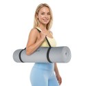Mata gimnastyczna do ćwiczeń joga, pilates, fitness, 183x61cm, grubość 4mm, materiał TPE, szara, REBEL ACTIVE