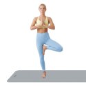 Mata gimnastyczna do ćwiczeń joga, pilates, fitness, 183x61cm, grubość 4mm, materiał TPE, szara, REBEL ACTIVE