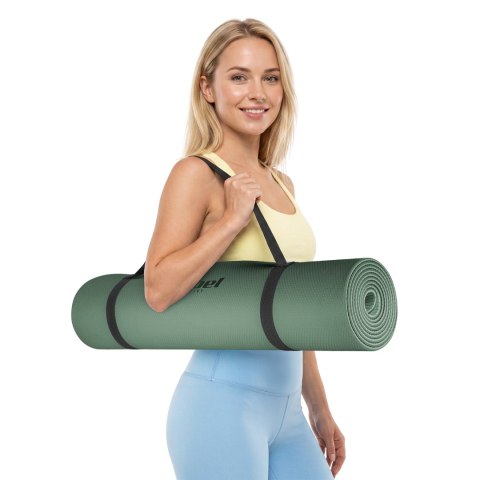 Mata gimnastyczna do ćwiczeń joga, pilates, fitness, 183x61cm, grubość 4mm, materiał TPE, zielona, REBEL ACTIVE
