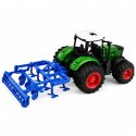 Traktor Rolniczy Farmerski Z Kultywatorem Agregat Uprawowy Zielony 1:24