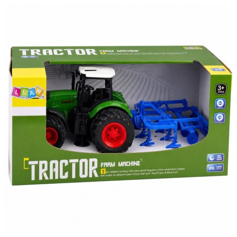 Traktor Rolniczy Farmerski Z Kultywatorem Agregat Uprawowy Zielony 1:24