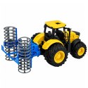 Traktor Rolniczy Farmerski z Wałem Uprawowym Światła Dźwięki Żółty 1:24