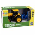 Traktor Rolniczy Farmerski z Wałem Uprawowym Światła Dźwięki Żółty 1:24