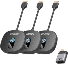 Unitek Bezprzewodowy transmiter HDMI 1080p, 1 nadajnik + 2 odbiorniki, czarny