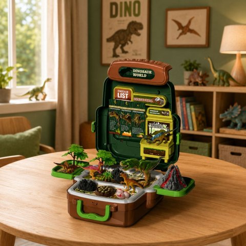 Zestaw Dinozaury W Plecaku Walizce Figurki Karty Edukacyjne Akcesoria 30 el.