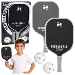Zestaw Paletki Do Gry w Pickleballa Tenisa Badmintona 2 Piłki Czarno-Szare