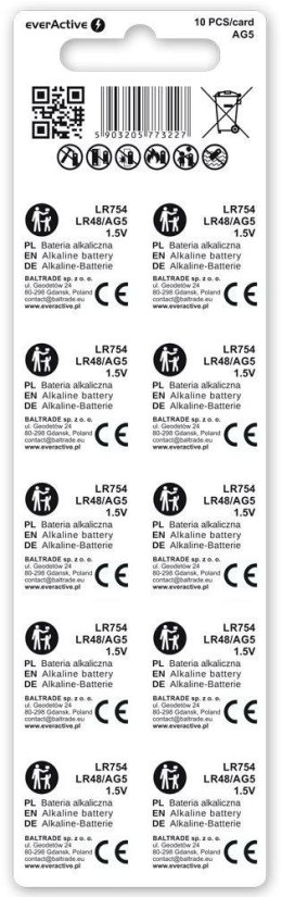 Bateria AG5 / G5 / LR48 / LR754 everActive 1,5V (blister 10 szt.)