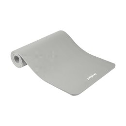 Mata gimnastyczna do ćwiczeń joga, pilates, fitness, 183x61cm, grubość 1.5cm, materiał NBR, szara, REBEL ACTIVE