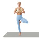 Mata gimnastyczna do ćwiczeń joga, pilates, fitness, 183x61cm, grubość 1.5cm, materiał NBR, szara, REBEL ACTIVE