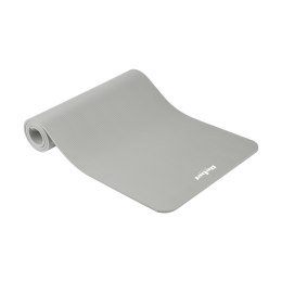 Mata gimnastyczna do ćwiczeń joga, pilates, fitness, 183x61cm, grubość 1cm, materiał NBR, szara, REBEL ACTIVE