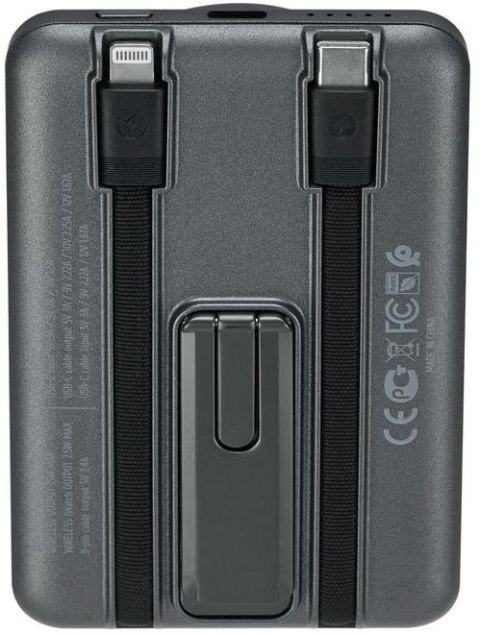 Powerbank Rivacase 5000mAh 22.5W PD Qi Magsafe 1x USB-C VA2607 szary + kabel USB-C i Lightning